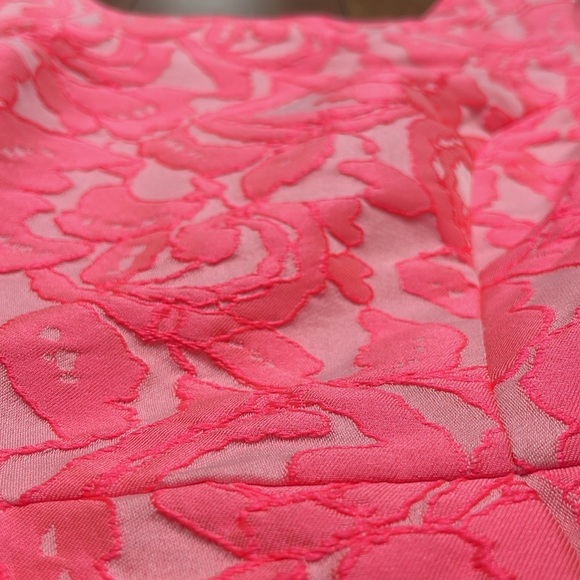 Pink Tartan Willow Kelly Sleeveless Dress 4 Coral neon pink Floral Jacquard - Picture 9 of 15